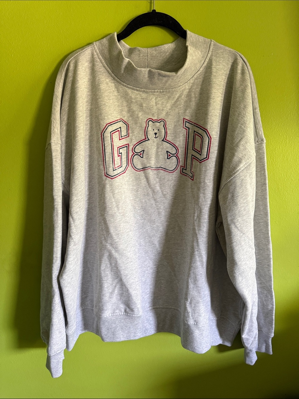 GAP Heather Gray Teddy Bear Mock Neck Oversized Sweatshirt Size L/XL